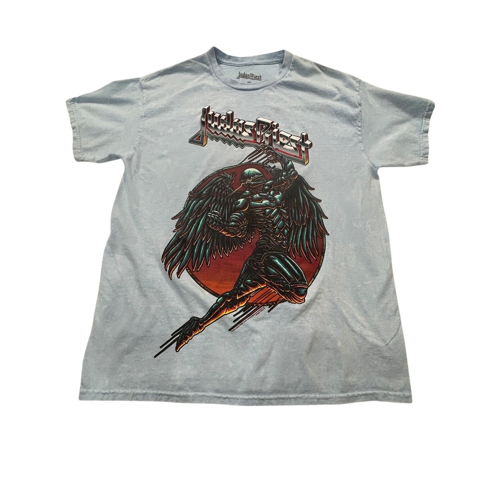 Judas Priest Graphic T-Shirt Band Tee Metal Music Light Blue Medium (467)